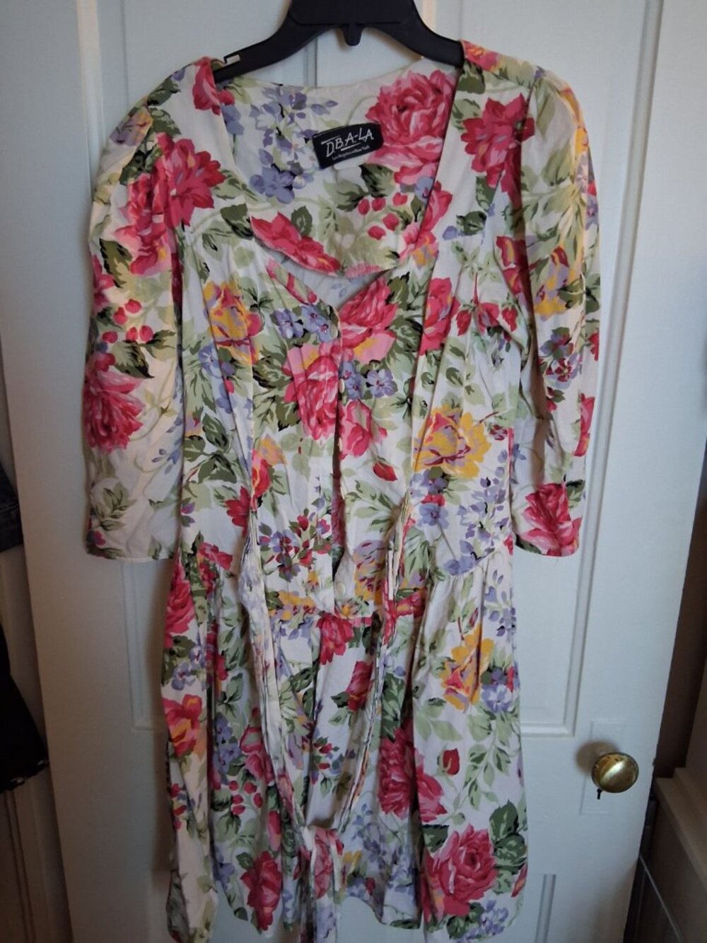 DBA-LA Vintage Cottagecore Floral Puff Sleeve Midi Dress